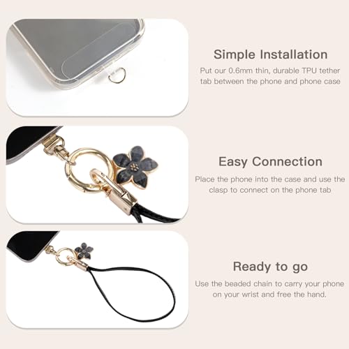 Long Pond Designer Leather Cell Phone Wrist Strap - Detachable Charm Wristlet Lanyard for iPhone 17 Pro Max&Most Cellphones - style: Leather Black