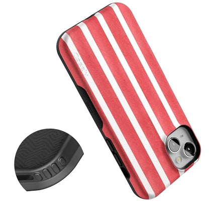 Casely iPhone 15 Plus Case | East Coast Summer | Red Stripes | Bold Protective Design | Compatible with MagSafe - color: East Coast Summer | Red Stripes