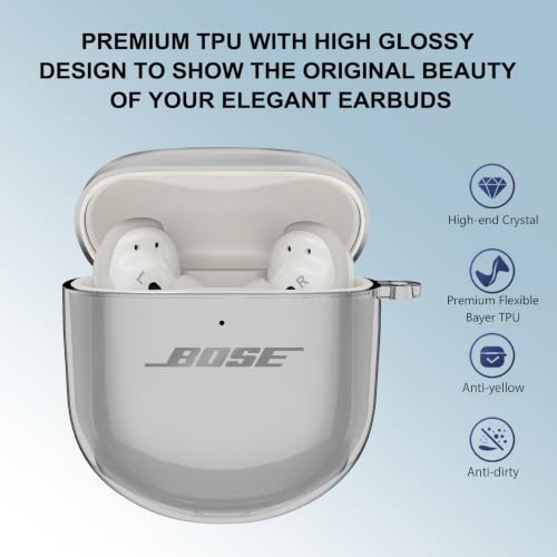 Aircawin for Bose QuietComfort Earbuds II/QuietComfort Ultra 1/2 Case Clear - color: Clear Black