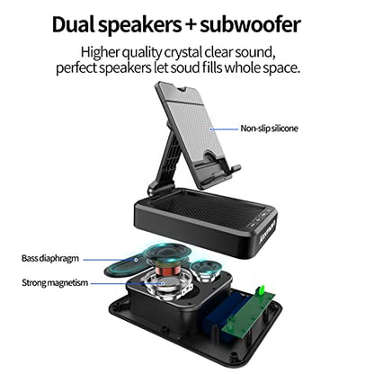 JTEMAN Tablet Stand with Bluetooth Speaker, Adjustable Foldable Desk Dock - color: Silver Black