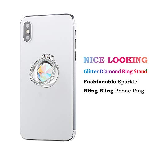 Glitter Bling Bling Phone Ring Holder,Sparkle Phone Ring Artificial Diamond Stand,Rhinestone Cell Phone Finger Ring for Phones, Pad (Silver) - color: Silver