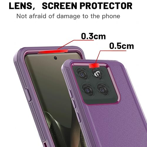 for Moto Edge 2025 Phone Case (Not Fit for G 5G 2025) 3 in 1 Shockproof TPU Hard PC Bumper Drop-Proof Shell for Moto Edge 2025 Purple/Red - color: Lihgt Purple with Drak Red