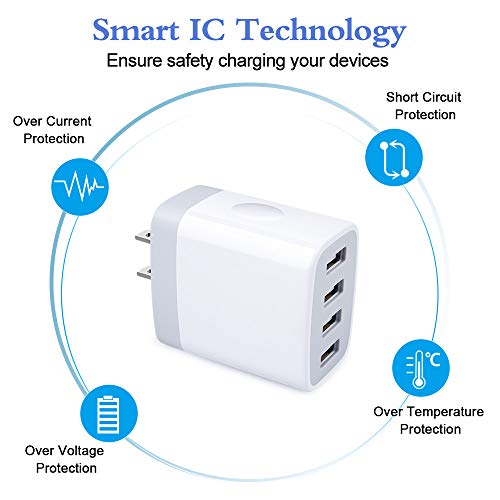iPhone 17 Charger Box Fast Charging 4.8A Multi Port USB Charger Wall Plug - color: white