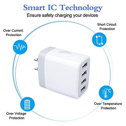 iPhone 17 Charger Box Fast Charging 4.8A Multi Port USB Charger Wall Plug - color: white