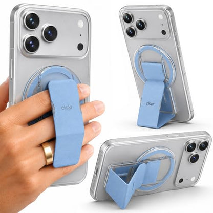 CLCKR for MagSafe Phone Grip Stand, Magnetic Phone Holder with Kickstand - color: Blue