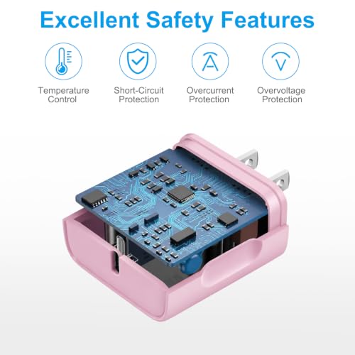 iPhone 17 16 15 Charger Fast Charging 10FT - 20W USB C Charger Block - color: Pink, size: 10FT