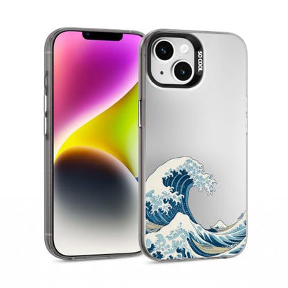 for iPhone 14 Case, TPU, Drop Protection, Waves | Matte Silver Back, Shockproof, Fade-resistant, Anti-yellow, Lens Protection, Precise Cutout, Slim grip, Waves - color: Waves, size: iPhone 14