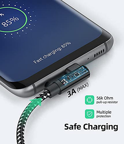 USB to USB C Cable 90 Degree 1FT 3Pack, Short Right Angle USB C Cable - color: Black, size: 1FT