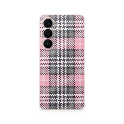 Glossy Glitter Phone Skin Compatible with Samsung Galaxy S26 - Pink Plaid - Premium 3M Vinyl Protective Wrap Decal Cover - Easy to Apply | Crafted in the USA by MightySkins - color: Pink Plaid, size: Galaxy S26 (Back Wrap), style: Glossy Glitter Finish