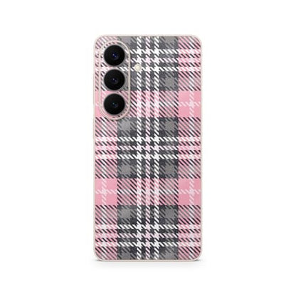 Glossy Glitter Phone Skin Compatible with Samsung Galaxy S26 - Pink Plaid - Premium 3M Vinyl Protective Wrap Decal Cover - Easy to Apply | Crafted in the USA by MightySkins - color: Pink Plaid, size: Galaxy S26 (Back Wrap), style: Glossy Glitter Finish