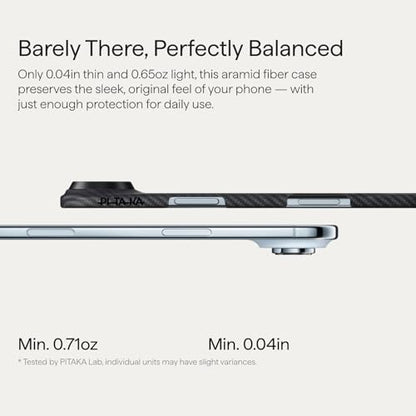 pitaka for iPhone Air Case 6.5", Compatible with MagSafe, Ultra-Slim Case with Caseless Touch Feeling, 600D Aramid Fiber Woven, Black/Grey(Twill) - color: Black/Grey (Twill)