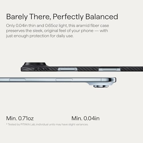 pitaka for iPhone Air Case 6.5", Compatible with MagSafe, Ultra-Slim Case with Caseless Touch Feeling, 600D Aramid Fiber Woven, Black/Grey(Twill) - color: Black/Grey (Twill)