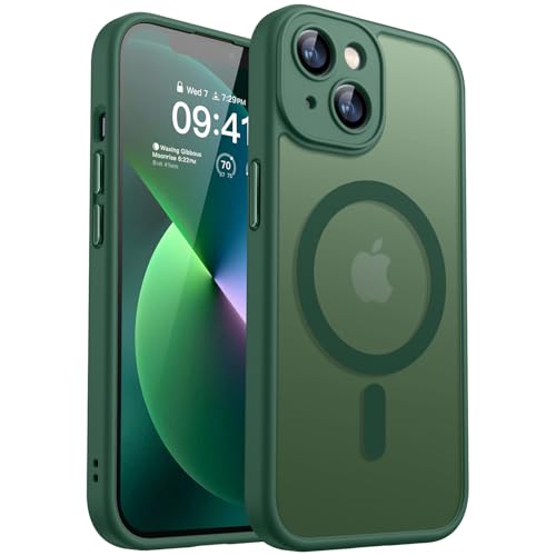 CANSHN Magnetic Shockproof for iPhone 13 Case, Deep Green - color: Deep Green, size: iPhone 13 (6.1 Inch, 2 Lens)