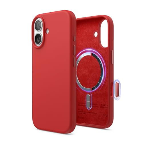 elago Premium Magnetic Silicone Case for iPhone 17 Red | Compatible with MagSafe, Liquid Silicone Material, Protection, Shockproof, Slim Phone (Red) - color: Red, size: iPhone 17
