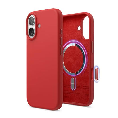 elago Premium Magnetic Silicone Case for iPhone 17 Red | Compatible with MagSafe, Liquid Silicone Material, Protection, Shockproof, Slim Phone (Red) - color: Red, size: iPhone 17
