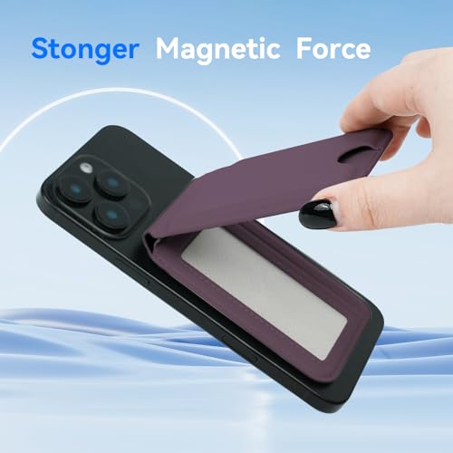 for MagSafe Wallet，Leather Magnetic Wallet for Phone with Adjustable Stand，5 Magnetic Credit Card Holder RFID Blocking for iPhone 17 16 15 14 13 12 Pro Max Air Series Cases (Purple) - color: Purple