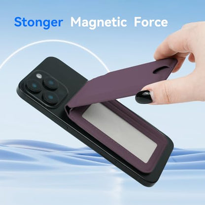 for MagSafe Wallet，Leather Magnetic Wallet for Phone with Adjustable Stand，5 Magnetic Credit Card Holder RFID Blocking for iPhone 17 16 15 14 13 12 Pro Max Air Series Cases (Purple) - color: Purple