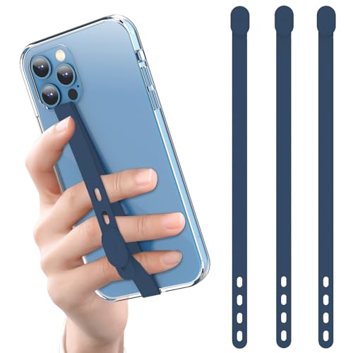 (3 Pack) NTidea Finger Phone Grip, Adjustable Silicone Cellphone Strap for Phone Case as Phone Loop Holder for iPhone Case & Samsung Phone, Blue - color: Blue
