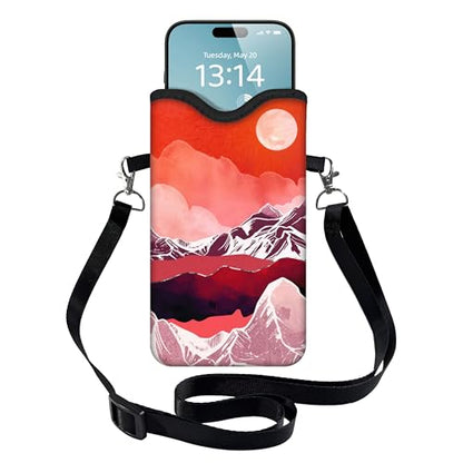Men Women Phone Sleeve Pouch Case Bag with Crossbody Strap/Neck Lanyard for iPhone 17/16/15 Pro Max, Air, 16/15 Plus, 16e; Red - color: Red