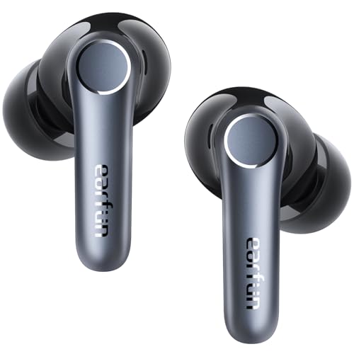 EarFun Air Pro 4 Adaptive Hybrid Noise Canceling Wireless Earbuds, Qualcomm Snapdragon Sound, aptX™ Lossless, 6 Mics AI CVC 8.0 Call, LDAC Hi-Res Audio, 52H Playtime, Bluetooth 5.4, in-Ear Detection - color: Black