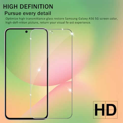 Galaxy A56 HD Clear Tempered Glass Screen Protector + Camera Lens Protectors, [2+2 Pack] [3D Glass] [Anti-Glare] [Bubble-Free] Screen Protector Glass For Samsung Galaxy A56 - size: Galaxy A56