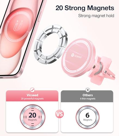 VICSEED for MagSafe Car Mount [Strongest Magnet Power] Car Phone Holder - color: Pink