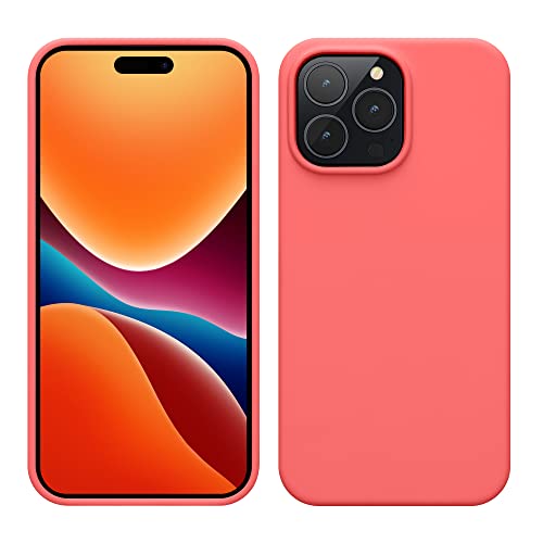 kwmobile Case for iPhone 14 Pro Max Case - Slim Soft TPU Silicone Cover - Works with Wireless Charging - Neon Coral - color: neon coral, size: iPhone 14 Pro Max