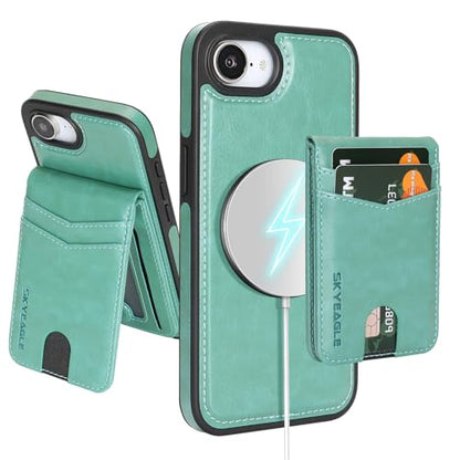 SkyEagle Compatible with MagSafe iPhone 17e / 16e Wallet Case,Blue Green - color: Blue Green, size: iPhone 17e / 16e - 6.1"