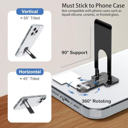 Phone Slim Stand Thin Kickstand, Ultra Thin Vertical Horizontal Universal Steel Metal Stable Mount Attachable Pocket Friendly Phone Holder for iPhone Samsung Phone Case (Black 1-Pack) - color: Black