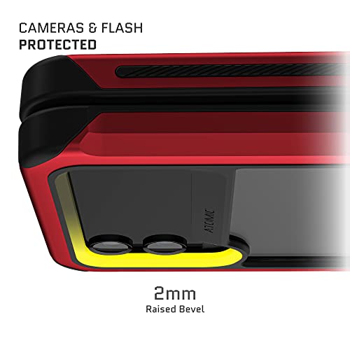 Ghostek Atomic Slim Galaxy Z Flip 4 Case - Clear Back with Red Aluminum Metal Bumper, Shockproof & Dual-Layer Protective Phone case, Phone Cover Designed for 2022 Samsung Z Flip 4 5G (6.7") (Red) - color: Red, size: Galaxy Z Flip 4