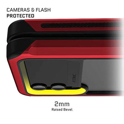 Ghostek Atomic Slim Galaxy Z Flip 4 Case - Clear Back with Red Aluminum Metal Bumper, Shockproof & Dual-Layer Protective Phone case, Phone Cover Designed for 2022 Samsung Z Flip 4 5G (6.7") (Red) - color: Red, size: Galaxy Z Flip 4
