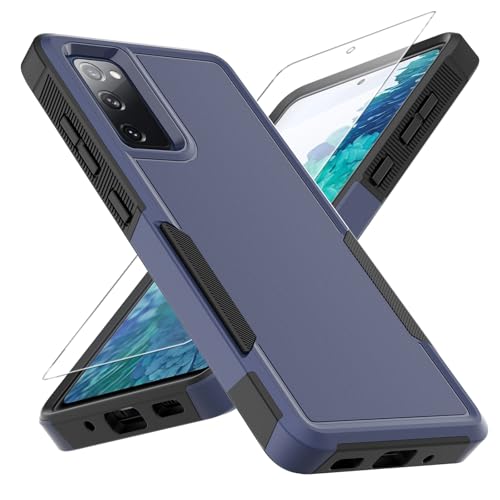for Galaxy S20 FE 5G Case,[Military Grade Drop Tested] with HD Screen Protector,Dual Layer Protective Heavy Duty Cell Phone Cover Non-Slip Shockproof Rugged Case for Samsung Galaxy S20 FE (Blue) - color: Blue
