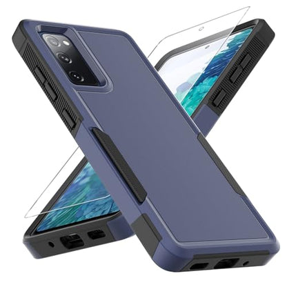 for Galaxy S20 FE 5G Case,[Military Grade Drop Tested] with HD Screen Protector,Dual Layer Protective Heavy Duty Cell Phone Cover Non-Slip Shockproof Rugged Case for Samsung Galaxy S20 FE (Blue) - color: Blue