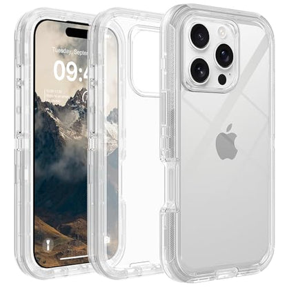 TUTUKII for iPhone 16 Pro Max Case Clear | Heavy Duty Shockproof, Anti-Drop, Anti-Yellow,Triple-Layer Transparent Protective Phone Cover, 6.9" - color: Clear, size: iPhone 16 pro max 6.9"