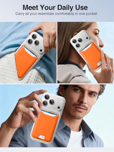 TopMade for MagSafe Wallet, Strongest Magnetic Phone Wallet, 4 Cards Holder - color: Orange