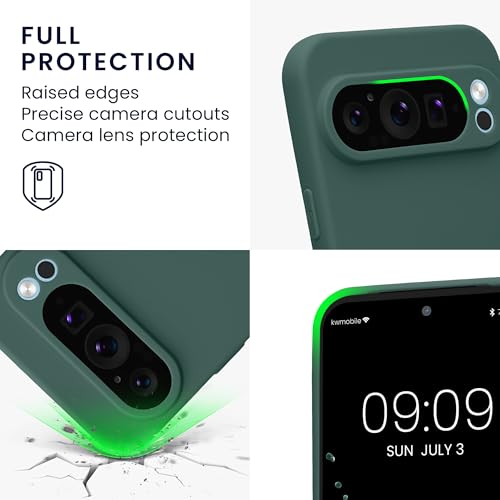 kwmobile Case Compatible with Google Pixel 9 Pro XL Case - Protective Slim TPU Phone Cover - Soft Matte Finish - Forest Green - color: forest green