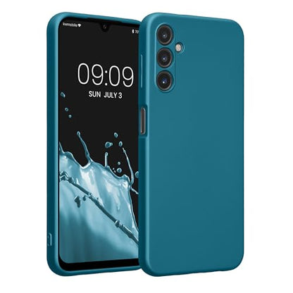 kwmobile Case Compatible with Samsung Galaxy A14 5G Case -Soft TPU Back Phone Cover - with Metallic Look - Metallic Caribbean Blue - color: Metallic Caribbean Blue, size: Galaxy A14 5G