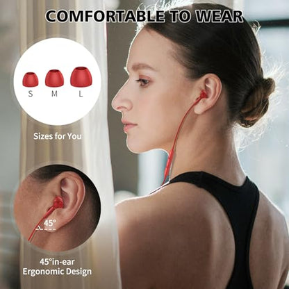 ASKUBSKU USB C Earbuds for Samsung S25 S26 Ultra S24+ S23 Fe S22, Red - color: Red