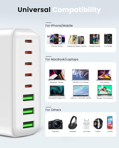 500W USB C Charger Block 8-Port USB C Charging Station 120W Laptop Charger - color: WHITE