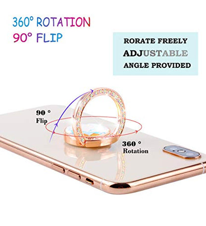 Glitter Bling Bling Phone Ring Holder,Sparkle Phone Ring Grip Artificial Diamond Stand,Rhinestone Cell Finger Ring for Phones,Pad(Rose Gold) - color: Rose Gold