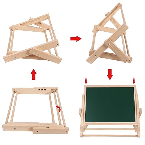 TOWO Wooden Easel for Kids, Foldable Double-Sided Magnetic Board - color: Easel
