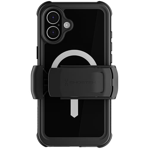 Ghostek Nautical Waterproof iPhone 16 Plus Case with Belt Clip Holster - Screen and Camera Protector, Apple MagSafe Compatible, Rugged Heavy Duty Cover (6.7 Inch, Black) - color: Black, size: iPhone 16 Plus