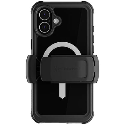 Ghostek Nautical Waterproof iPhone 16 Plus Case with Belt Clip Holster - Screen and Camera Protector, Apple MagSafe Compatible, Rugged Heavy Duty Cover (6.7 Inch, Black) - color: Black, size: iPhone 16 Plus