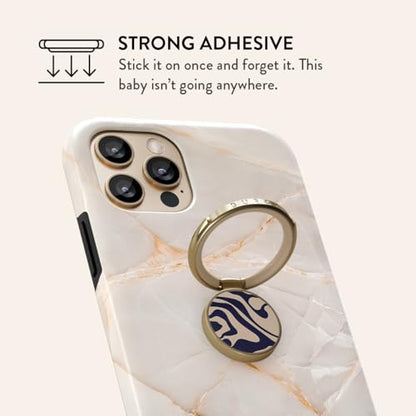 BURGA Cell Phone Ring, Holder Grip and Stand - Finger Phone Grip for Back of Smartphone Case, Kickstand 360 Rotation, Universal Ring for iPhone Samsung Galaxy Huawei Google Pixel, Stylish Accessories - color: Vigilant, style: Gold
