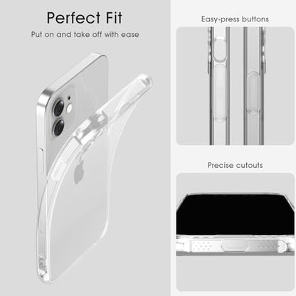 Clear Case for iPhone 12,[Not-Yellowing][Military Drop Protection] Soft Shockproof Transparent Phone Case, Ultra Slim & Thin Protective Case for iPhone 12-6.1"(Clear) - size: for iPhone 12