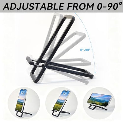 1 Pack Portable Phone Stand for Desk, Cell Phone Stand Foldable Aluminum Cell Phone Holder for Pocket Travel Office Desktop Compatible with iPhone 17 16 15 14 13 12 11 Samsung (Black) (1)