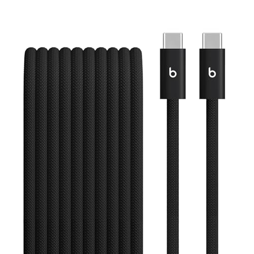 Beats 240W USB-C to USB-C Braided Cable, Fast Charging, Durable/Tangle Free, Compatible with Apple and Android Devices (3 m/10 ft) – Bolt Black - color: Bolt Black, size: 10 ft, style: USB-C to USB-C