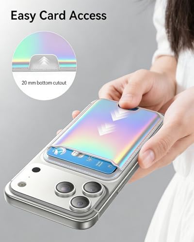 TWZKG for MagSafe Wallet, 3 Cards Holder, Slim Magnetic Phone Wallet for iPhone 17/16/15/14/13/12 Pro Max Plus Air Series,RFID Blocking Vegan Leather,Rainbow - color: Rainbow