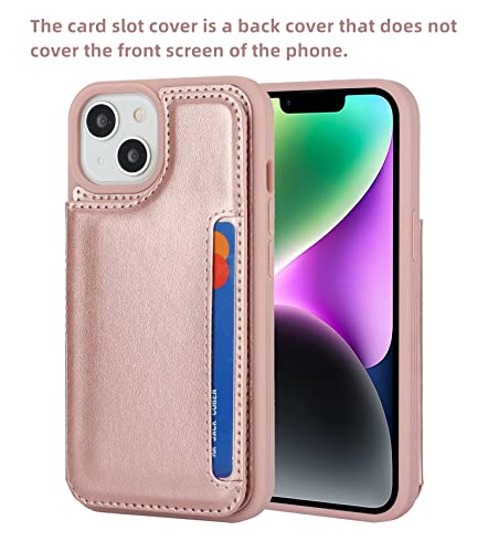 iCoverCase Compatible with iPhone 14 Case with Card Holder, Wallet Case for Women Men RFID Blocking PU Leather Protective Phone Case 6.1 Inch (Rose Gold) - color: Rose Gold