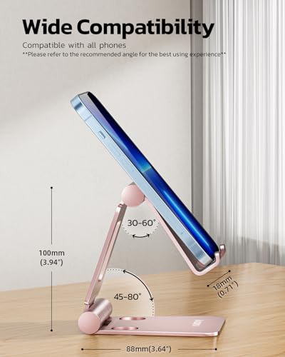 Nulaxy Full Aluminum Dual Folding Cell Phone Stand for Desk, Rose Gold - color: C-Rose Gold